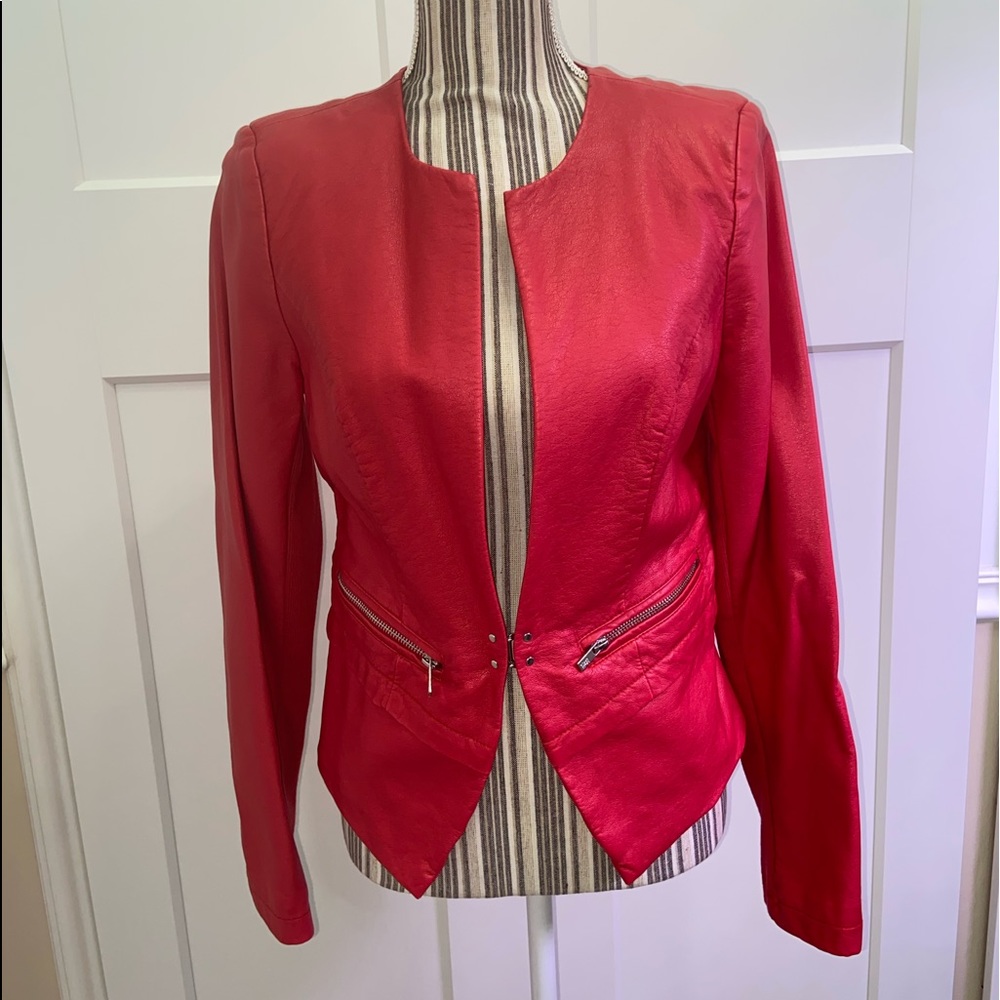 Black Rivet Beautiful Red Faux Leather Jacket.